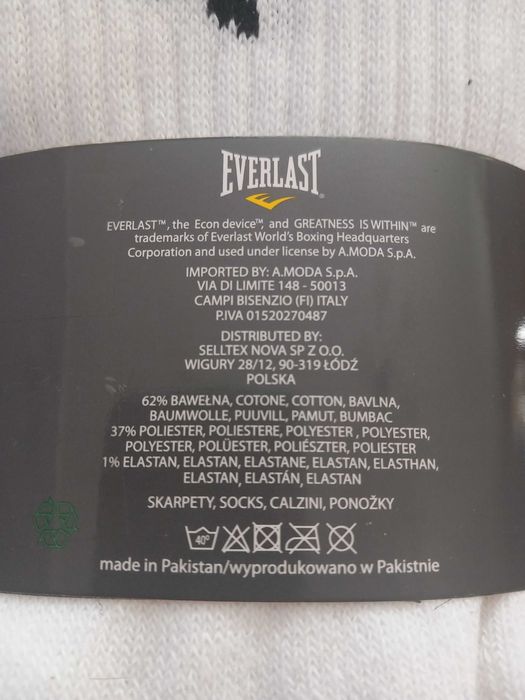 Nowe, białe skarpetki Everlast 39-42 zestaw