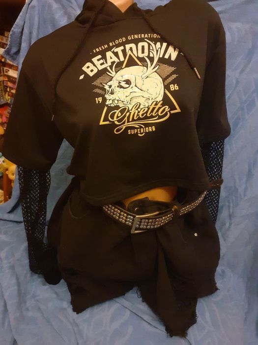 Короткое худу, капюшон Beatdown, punk, trash,rock, shein.