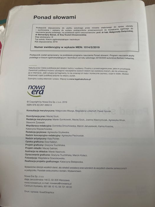 Ponad Słowami 1 podrecznik do technikum / liceum