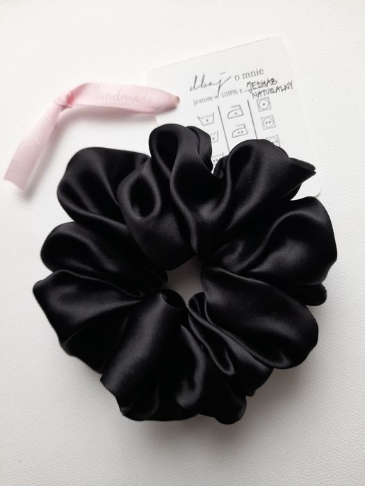 XXL duża czarna jedwabna gumka do włosów