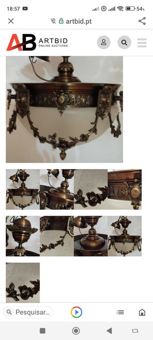 Imponente lanterna bronze vidro gravado ótimo estado