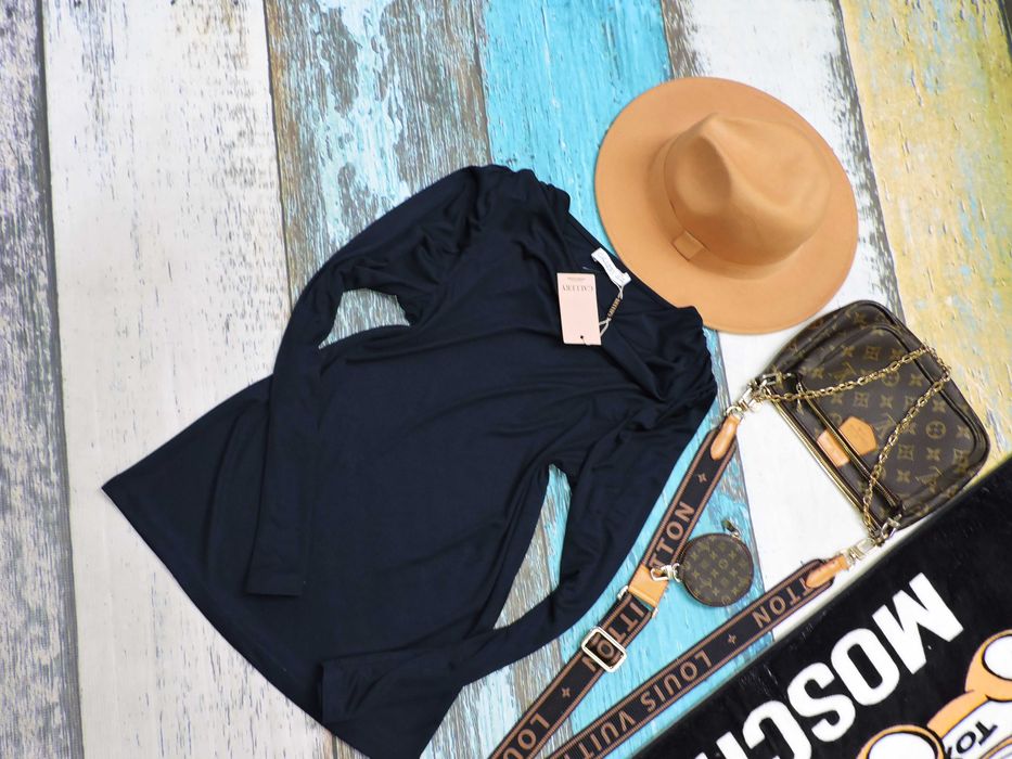 Gallery Dunnes Stores Nowa bluzka granat ramiona bufki  XS