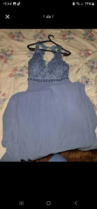 Vestido de cerimónia azul negociável