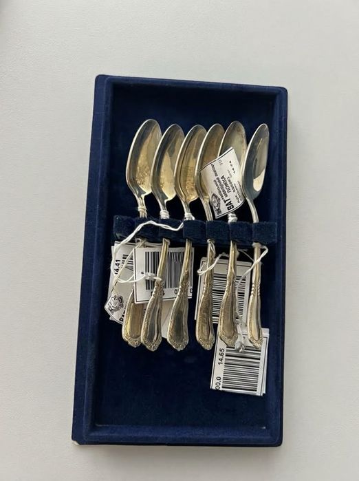 Срібні ложки 925 проби КЮЗ (набір 6 шт) нові, з бирками у футлярі Juveel