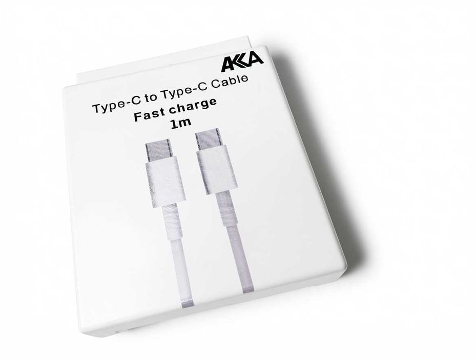 N090 Kabel Przewód AKA USB Typ C Do USB Typ C Fast Charge Szybkie Ładowanie Transmisja Danych Do Telefonu Smartfona Laptopa Tabletu 1m Biały Solidny