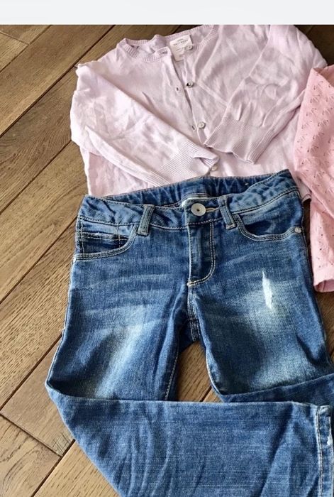 Zestaw 8 szt. dla dziewczynki r.104 - sweter, spodnie, kurtka