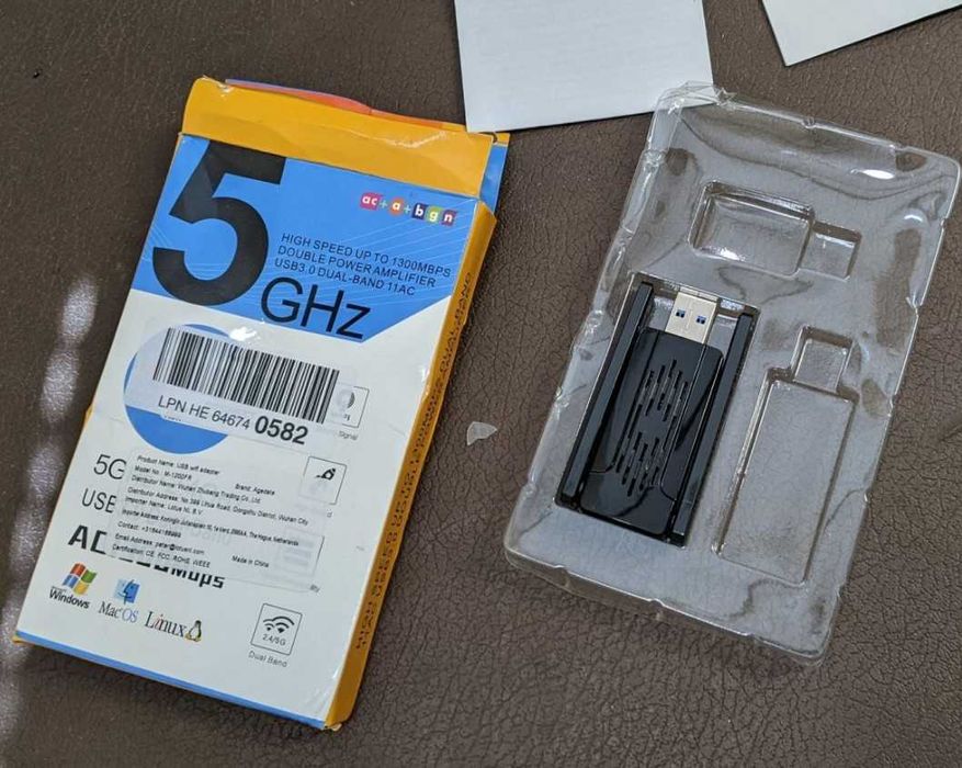 Двухдиапазонный USB WiFi 5 адаптер Dual Band 2.4G/5G с двумя антеннами