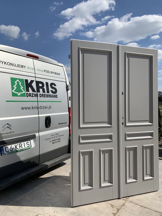 Drzwi drewniane dwuskrzydłowe NA KAŻDY WYMIAR W/G DOWOLNEGO WZORU