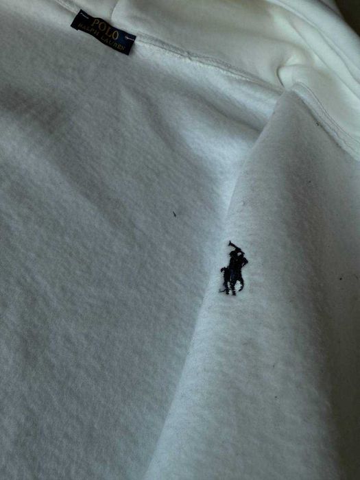 Bluza z kapturem Polo Ralph Lauren, biała, polarowa, zapinana na zamek