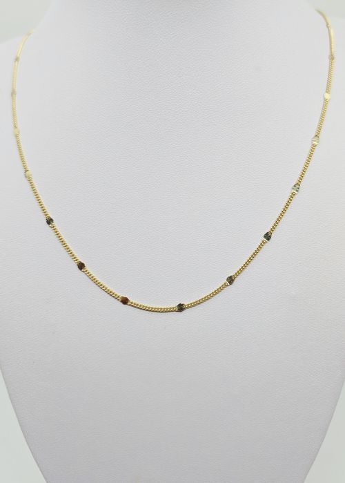 Złoty łańcuszek splot pancerka z blaszką próba 585 14k