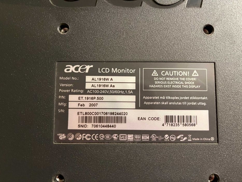 Retro Monitor Acer AL1916W A