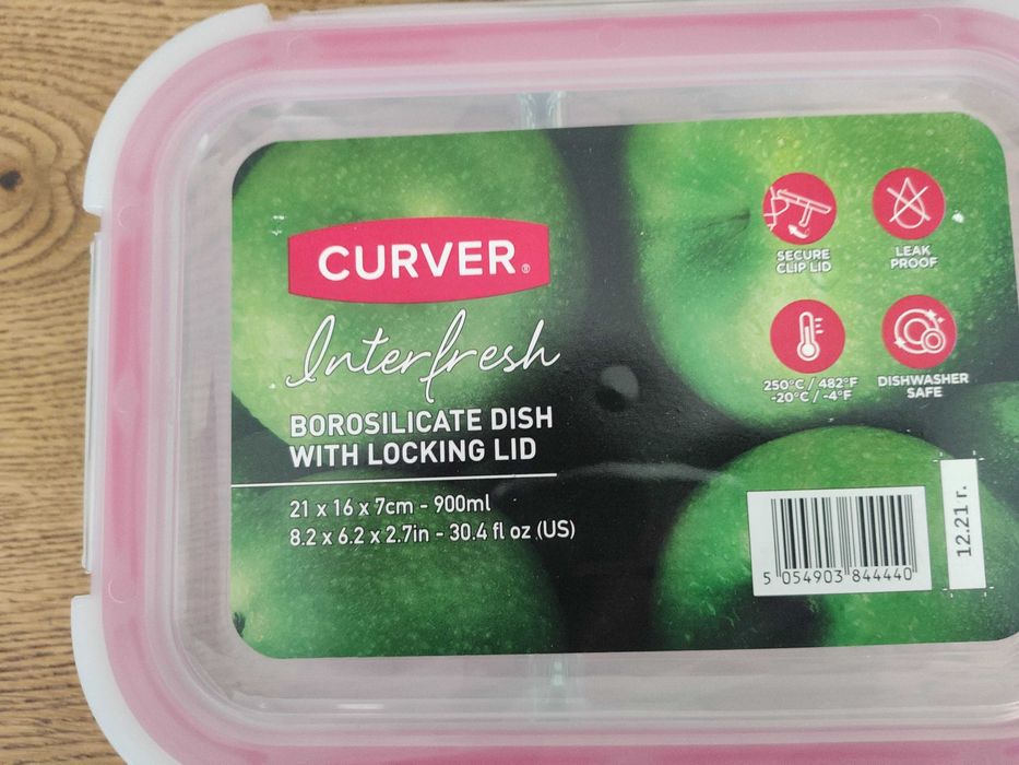 CURVER *nowy*szklany pojemnik żaroodporny,do zamrażarki 900 ML