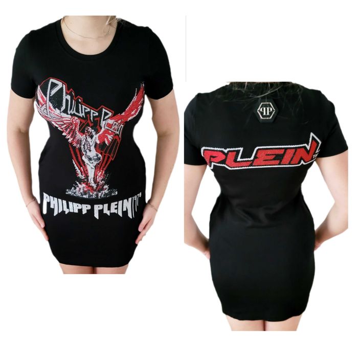 Sukienka bawełniana Philipp Plein cyrkonie Wyprzedaż