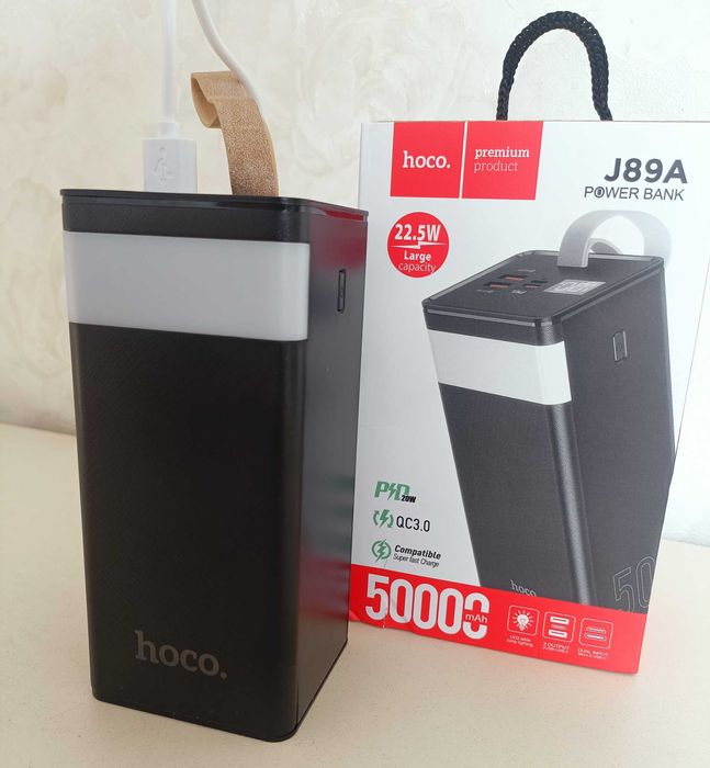 Повербанк 50000 HOCO J89A Powermaster - павербанк 50000 mAh с быстрой зарядкой и фонарем