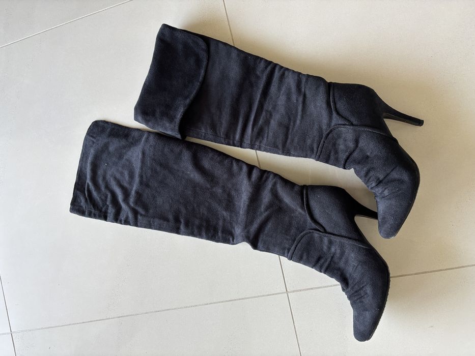 Kozaki dlugie czarne zamsz 37