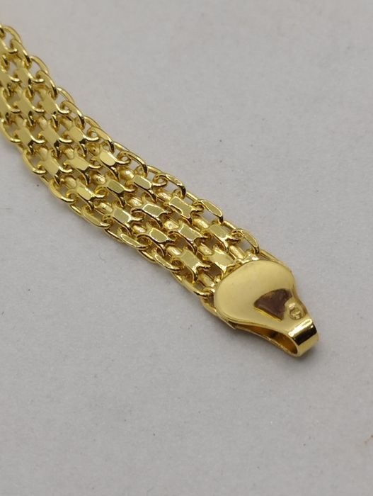 Bracelet Bismarck, bicolore taille diamant en or rouge 585° + étui à bijoux