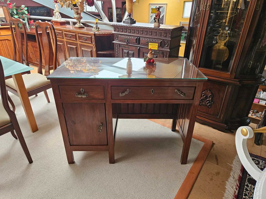 Secretária antiga em madeira maciça com gavetas - óptimo estado geral