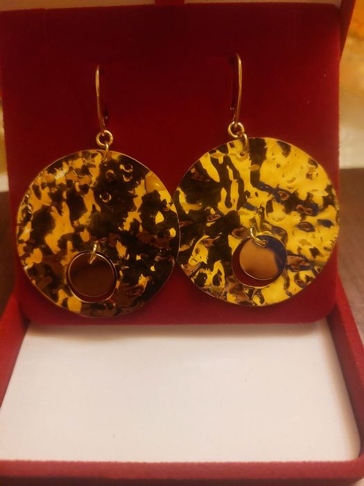 Złote kolczyki pełne kułka blaszki wys. 6cm z uszkiem bez uszka 4 cm