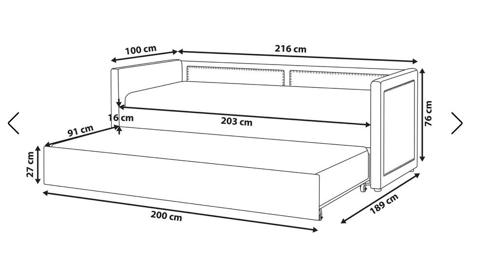 Cama dupla estofada 90x200 com colchões incluídos