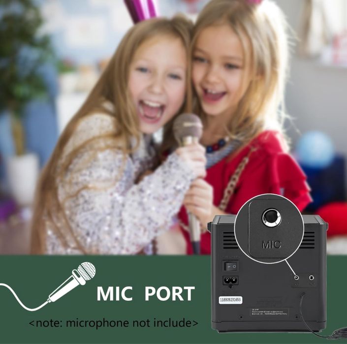 Lonpoo Przenośny odtwarzacz 20 W Stereo Boombox z akumulatorem