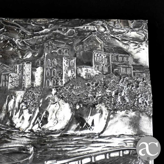 Placa / quadro em relevo, prata laminada italiana 925