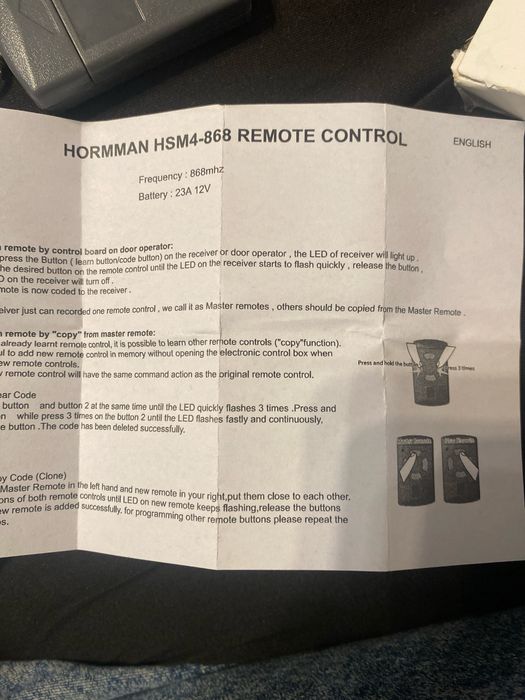 4 Comandos Garagem Compatíveis Hörmann HSM4-868MHz (Novos)
