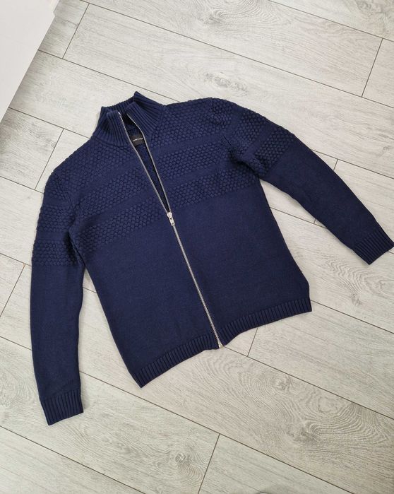 Samsoe samsoe granatowy wełniany sweter kardigan suwakiem 50% wełna M