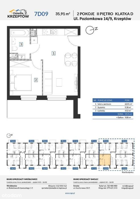 69,91 m² DWUPOZIOMOWE przy lesie + BALKON+parking