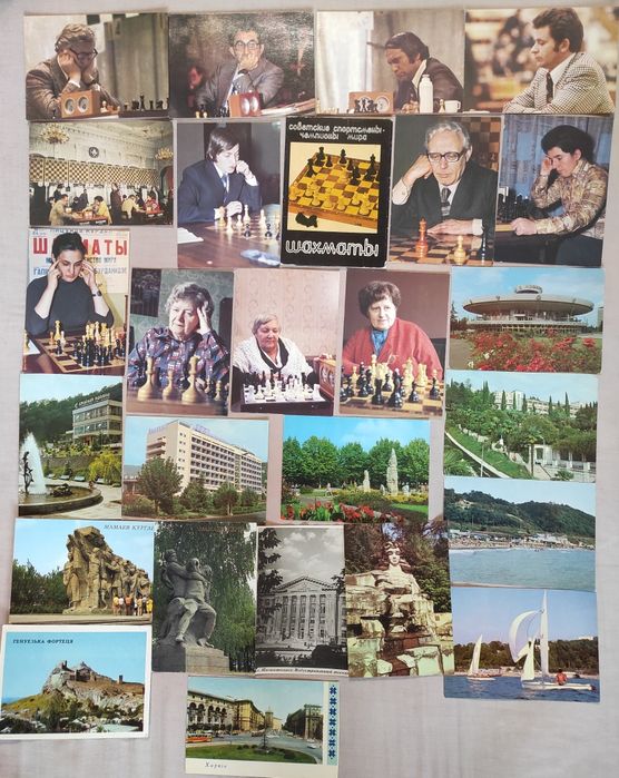 Старинные открытки СССР 1950-1960-е, сказки, писатели, города, шахматы
