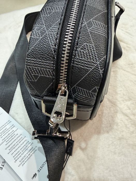 Сумка через плече Lacoste (чорна / сіра)