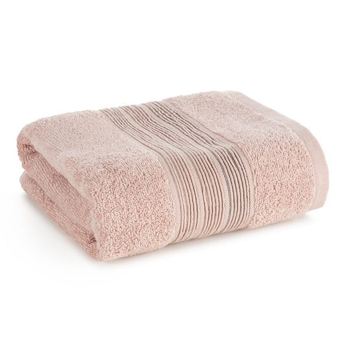 Ręcznik Verano 70x140 04 pudrowy z ozdobną bordiurą w paski 500g/m2 frotte