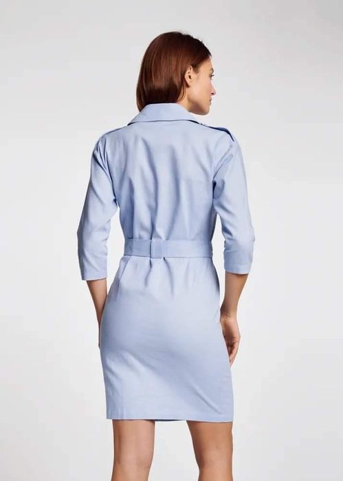 Nowa błękitna sukienka Ochnik XS/S len z paskiem