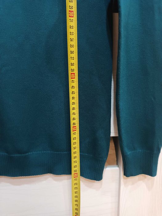 Golf, sweterek, klasyczny, ciemny turkusowy/morski, roz S