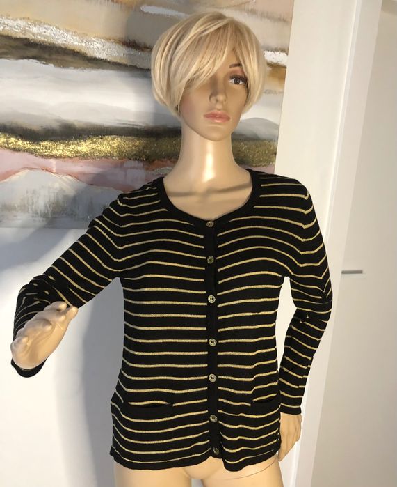 Sweter rozpinany Mango Suit r. M czarno zloty