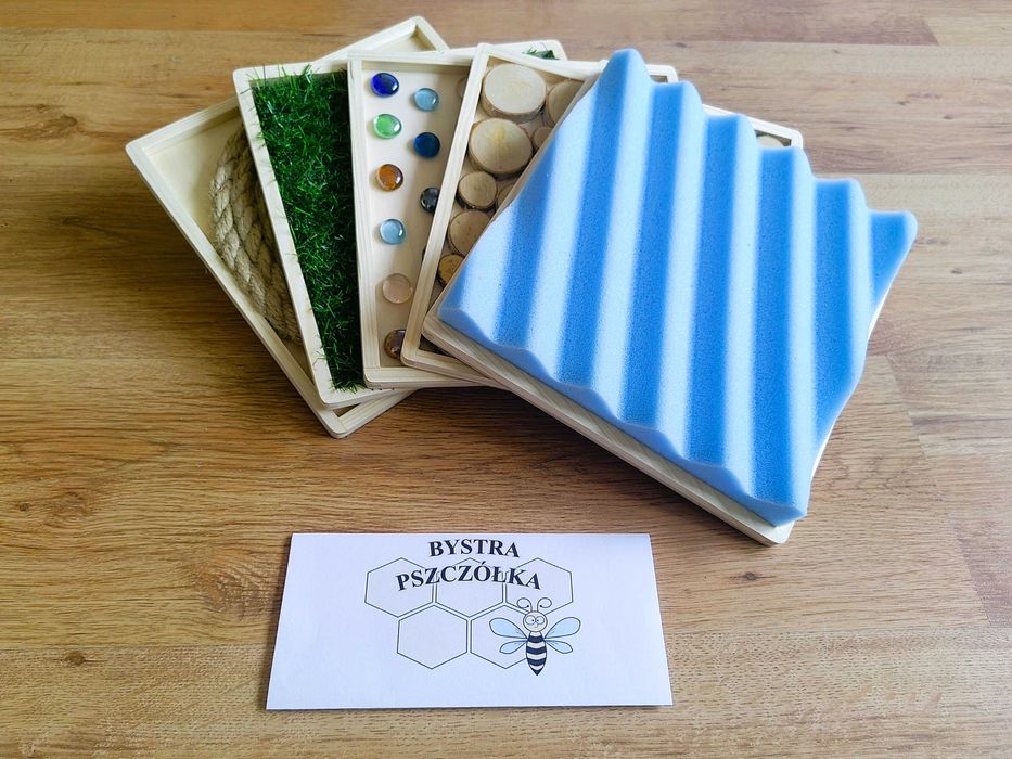 Ścieżka sensoryczna, SI, panele typu Montessori, 25x25 cm, 5 szt