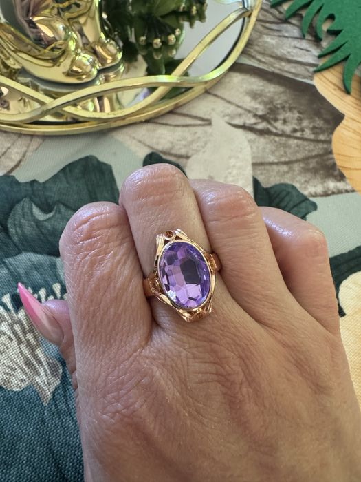 Pierścionek kamień fioletowy Premium