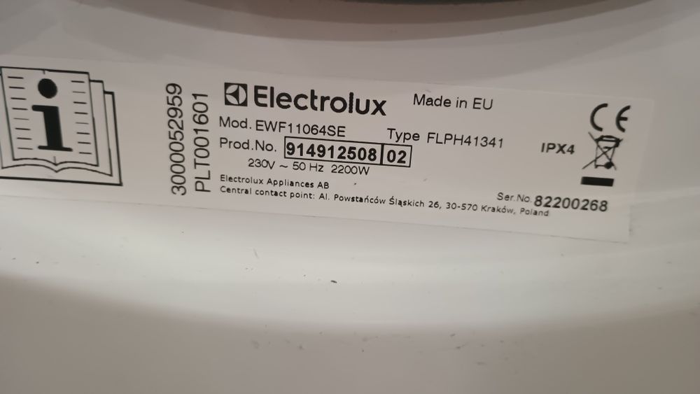Pralka electrolux timecare 6kg 1000rpm