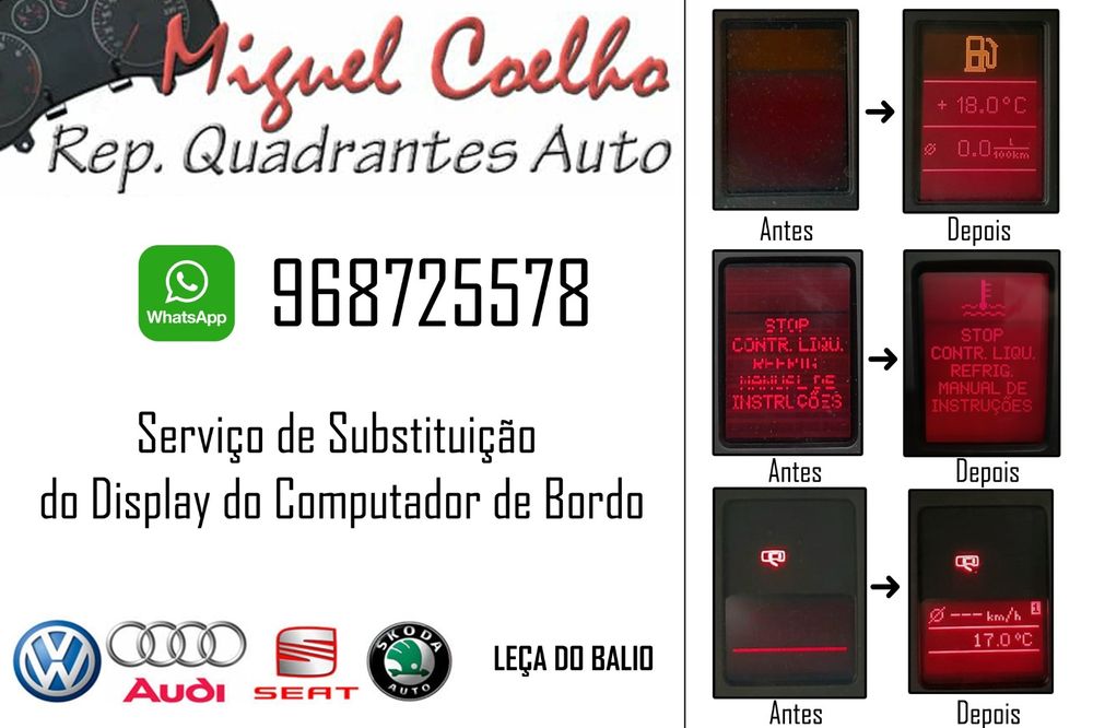 Substituição Displays em Quadrantes VW,SEAT, Skoda, Audi