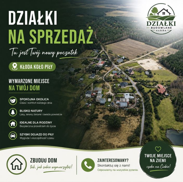 Działki budowlane Kłoda k. Piły | 935-1546 m² | 90 zł/m²
