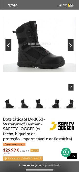 Botas tática para farda segurança. Shark s3