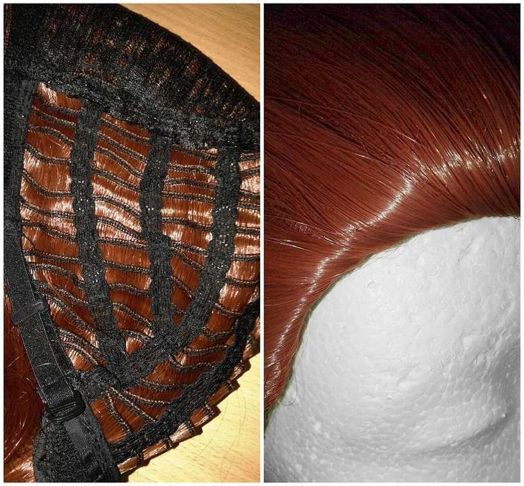 Brigitte Overwatch brązowa ruda peruka z kitką cosplay brązowy wig