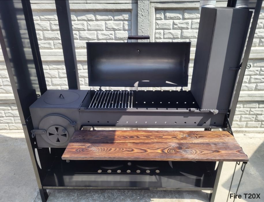 • 4мм! ПОСИЛЕНИЙ Мангал 4в1 з Дахом/Кришею, Коптильня та Піч Під Казан