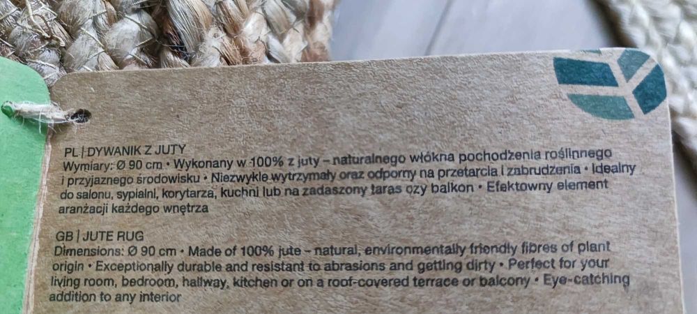 DYWAN JUTOWY, naturalny, ekologiczny, boho - śliczny okrągły