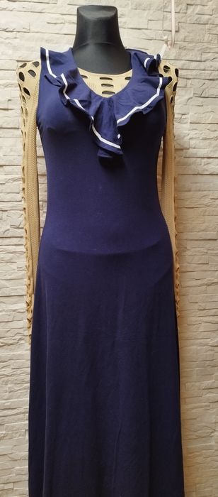 ?Sukienka marynarska Ralph Lauren 36/38 S/M bawełna,modal,granat maxi