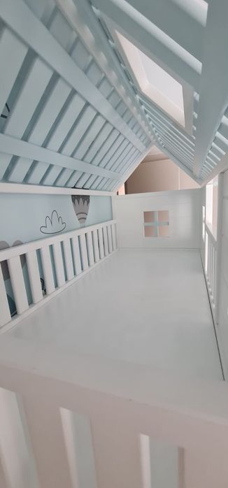 Łóżko piętrowe drewniane domek 160x200