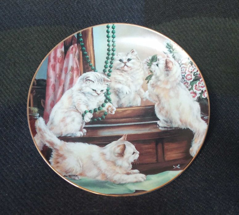 Talerz dekoracyjny z motywem kotów PREZENT DLA KOCIARY