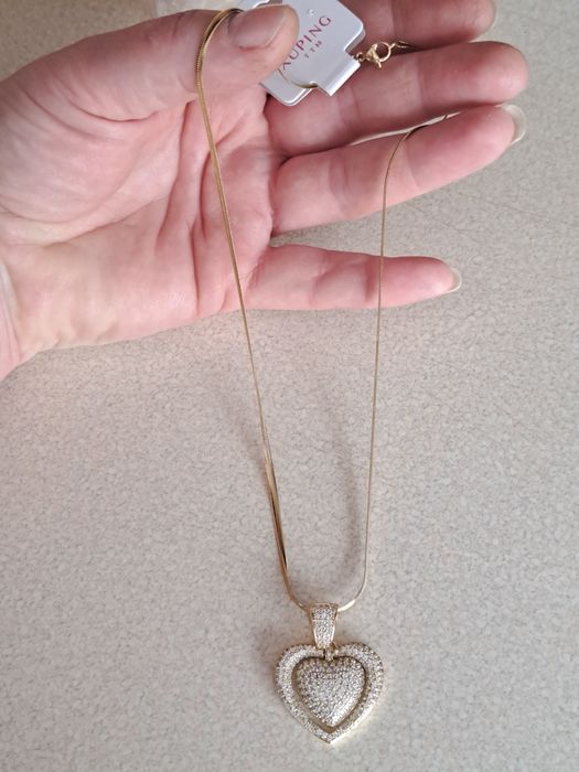 Piękna pozłacana bransoletka żmijka z sercem