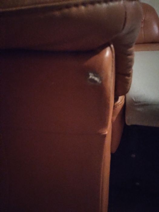 Skorzana sofa rozkladana z funkcją spania.