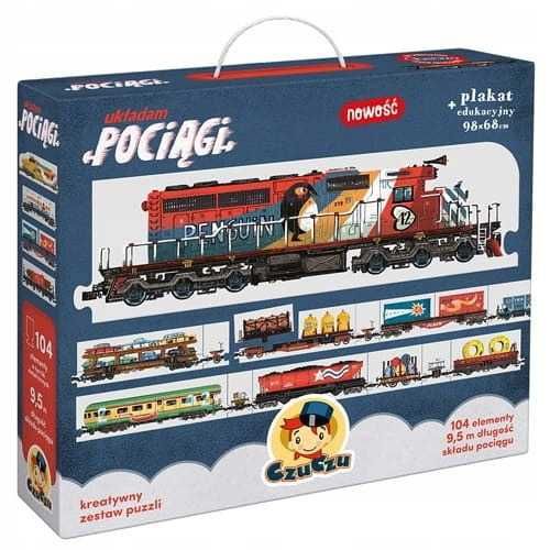 Czuczu układam pociągi 9,5 metra !!! Puzzle dwustronne prezent