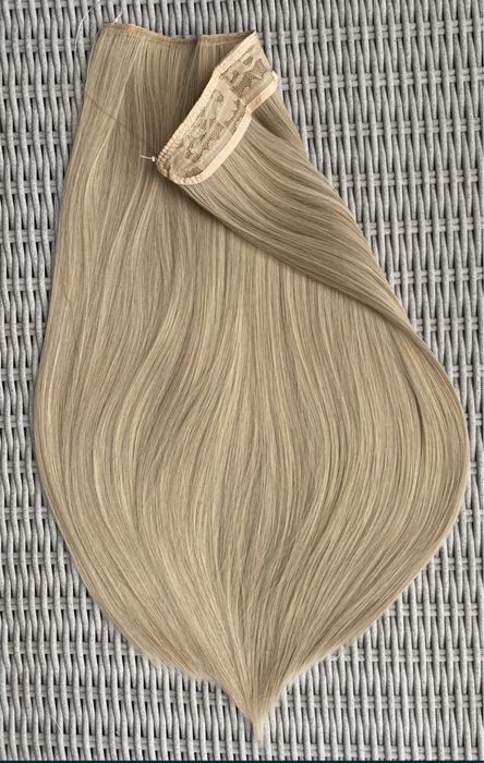 Premium Ultra włosy doczpeiane, popielaty blond,  włosy na żyłce 100.
